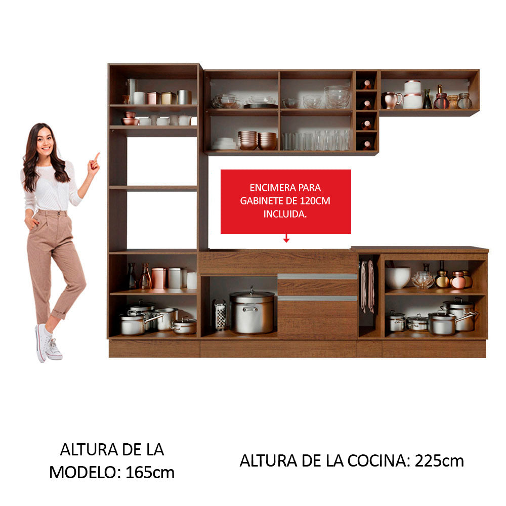 Cocina Integral Vicenza 2.90 m con Encimera Marrón 12