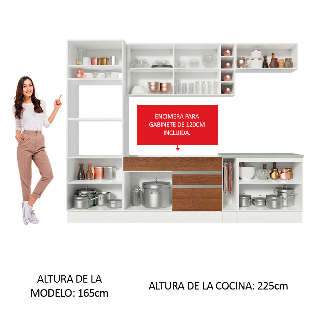 Cocina Integral Vicenza 2.90 m con Encimera Blanco/Marrón 12