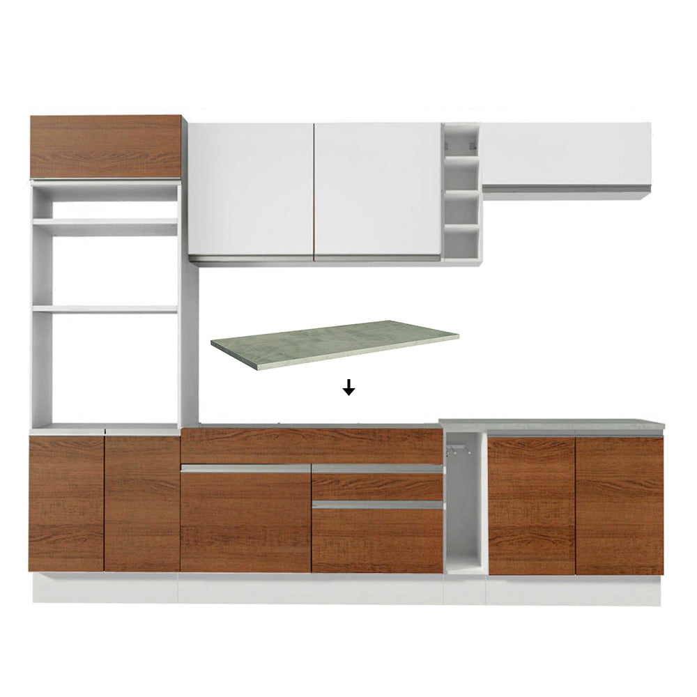 Cocina Integral Vicenza 2.90 m con Encimera Blanco/Marrón/Blanco 12