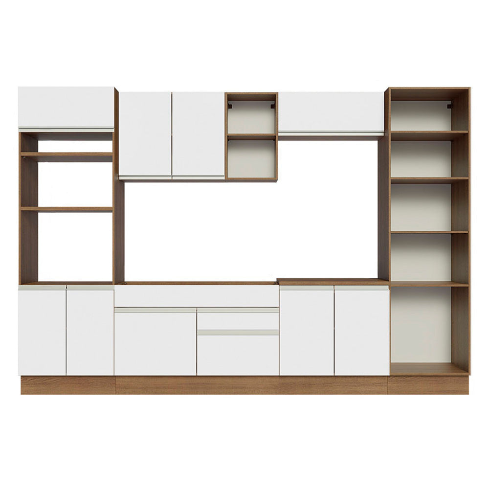 Cocina Integral Glamy 3.30 Metros Marrón/Blanco