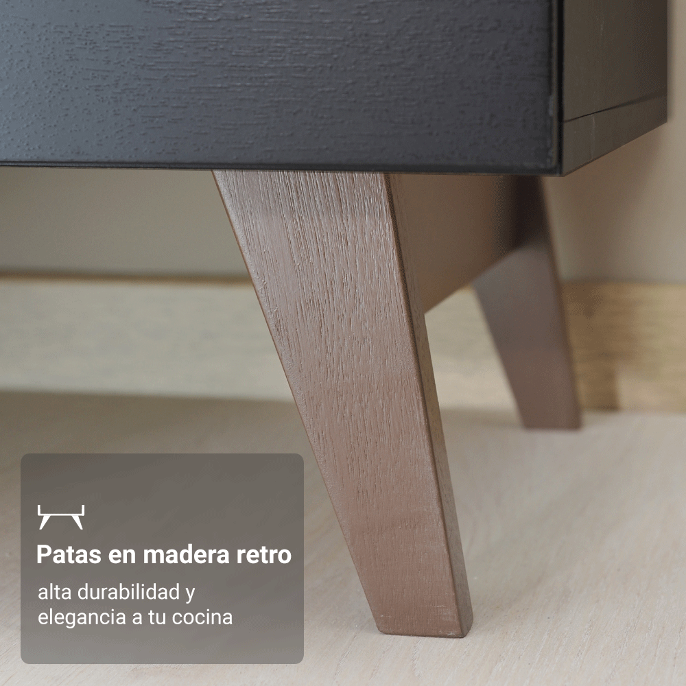 Cocina Integral Reims 1.90 m con Encimera Negro/Marrón 05