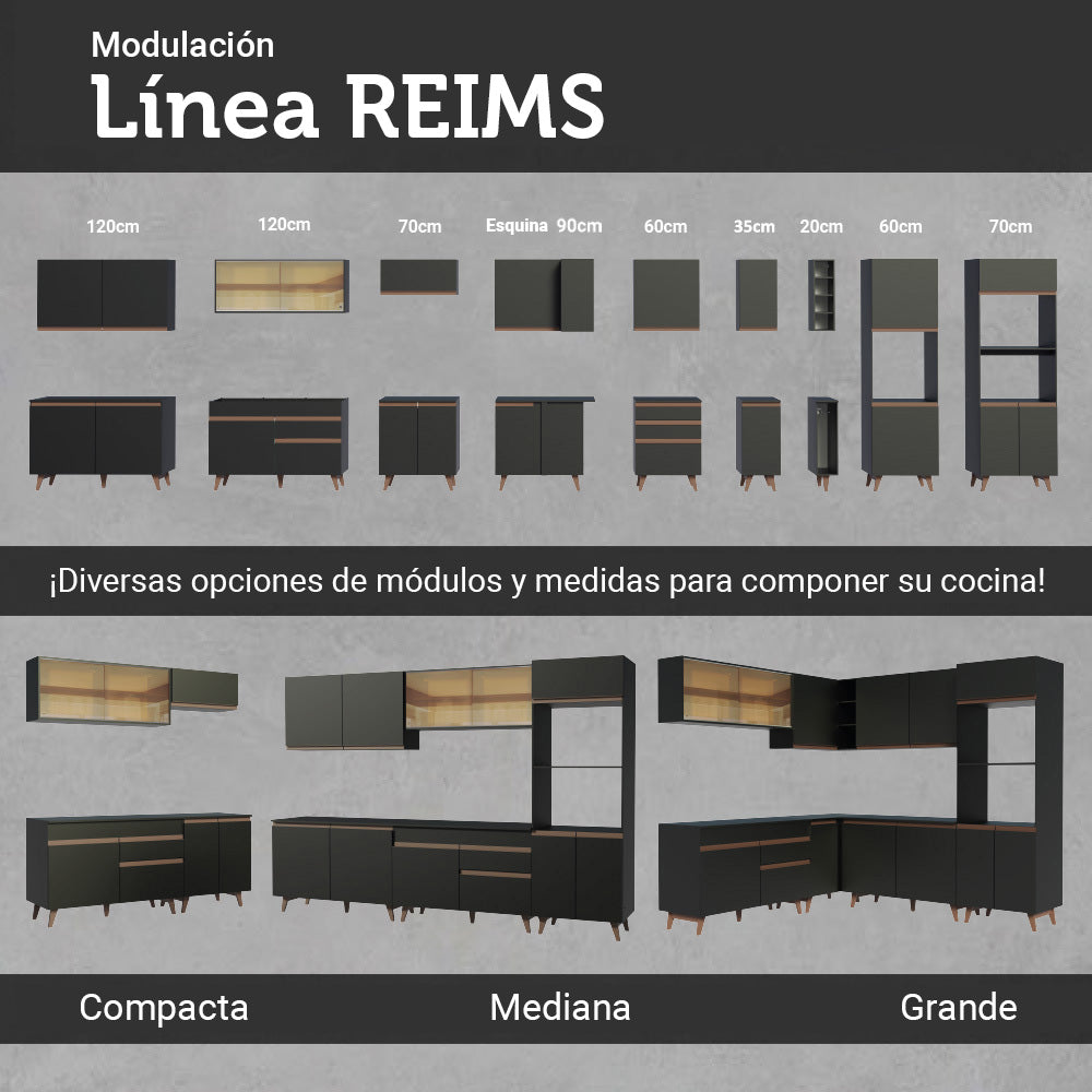 Kit Mueble de Cocina Superior y Mueble Bajo Reims 1.20 Metros