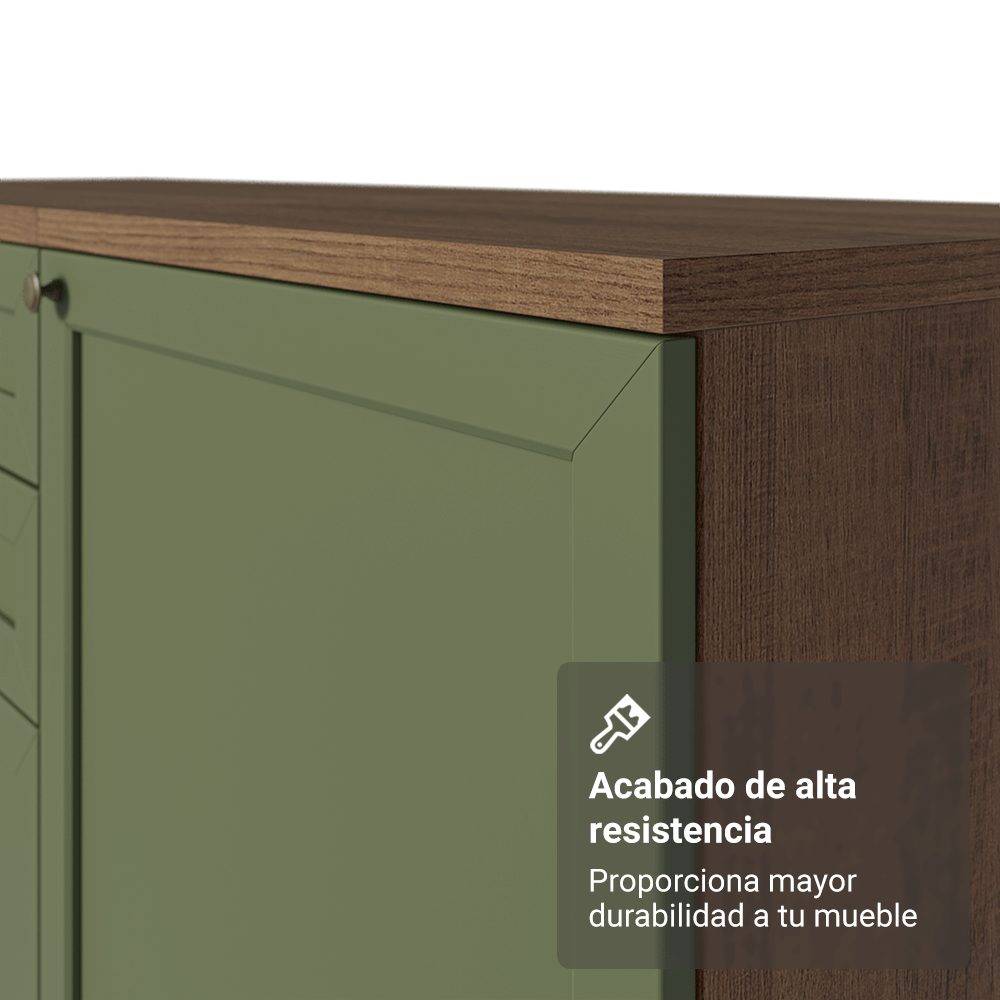 Cocina Integral Vik 3.10 Metros Marrón/Verde 01