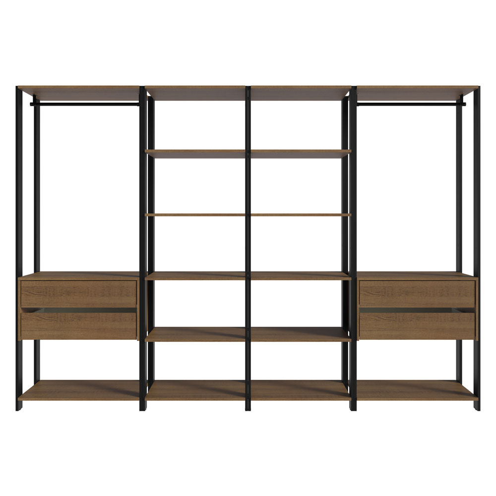 Clóset Modulado Abierto Valencia 4 Cajones 14 Niveles 180 cm x 258 cm x 45 cm Marrón/Negro 02