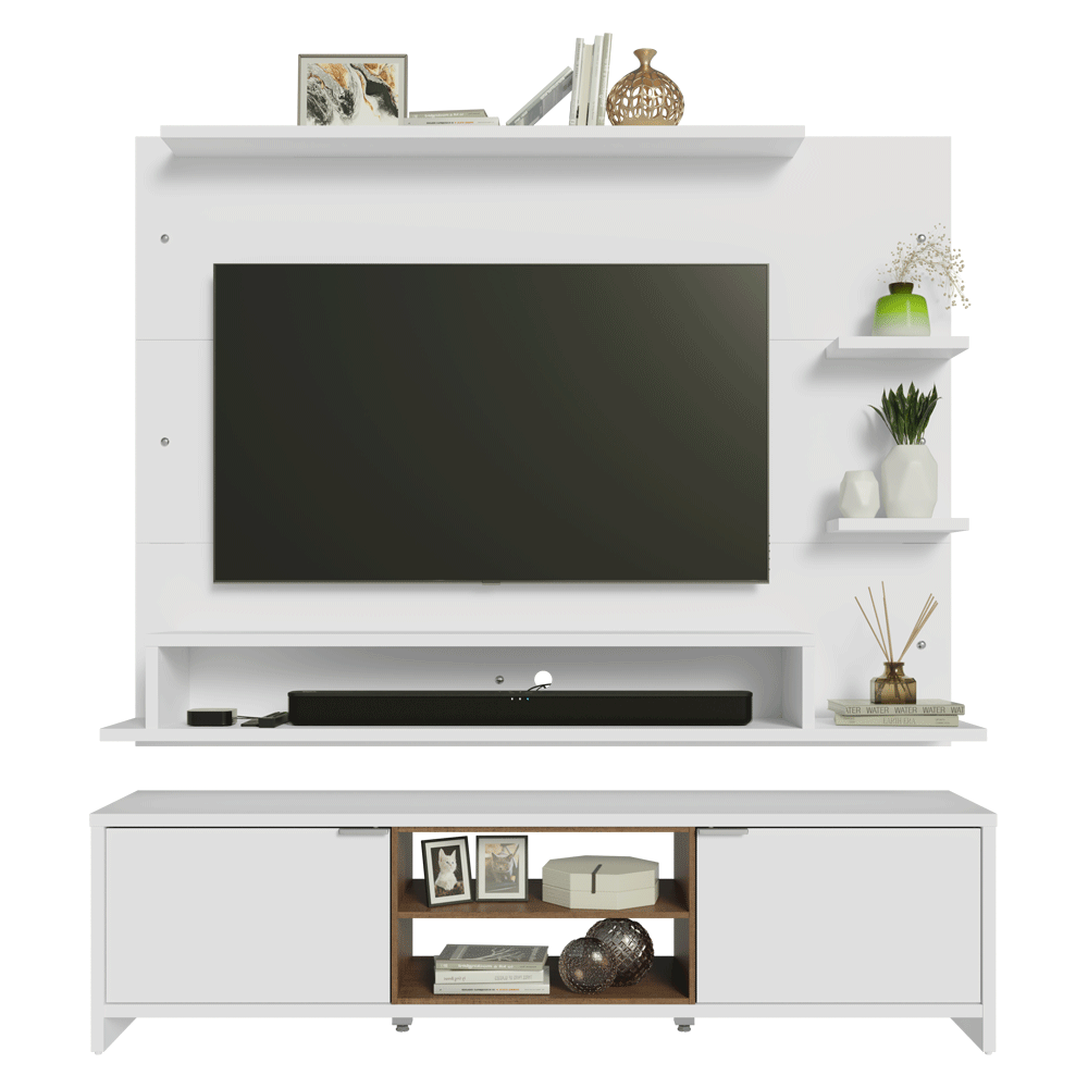 Centro de Entretenimiento para TV Metz Mesa y Panel Hasta 60 Pulgadas Blanco