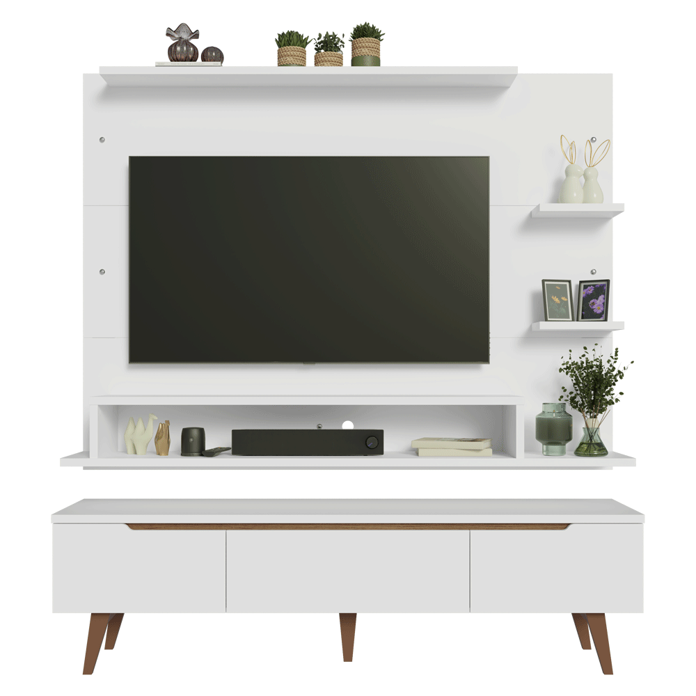Centro de Entretenimiento para TV Reims Mesa y Panel Hasta 60 Pulgadas Blanco