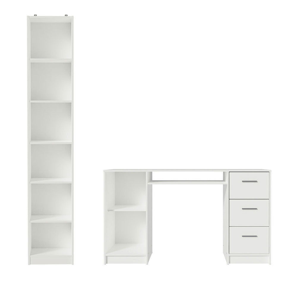 Escritorio de Oficina 173 cm Alaska + Mueble Estante Librero Blanco Madesa