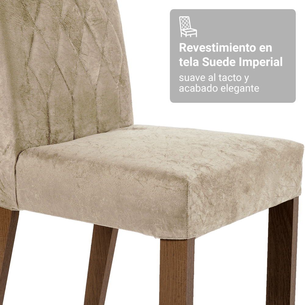 Juego de Comedor Ciça con 2 Sillas - Encimera Cuadrada de Cristal Marrón/Imperial