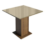 Juego de Comedor Anaju con 4 Sillas - Tablero de Madera y Cubierta de Cristal Marrón/Crema/Imperial