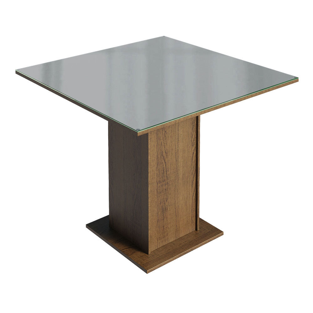 Juego de Comedor Anaju con 4 Sillas - Tablero de Madera y Cubierta de Cristal Marrón/Gris/Plateado