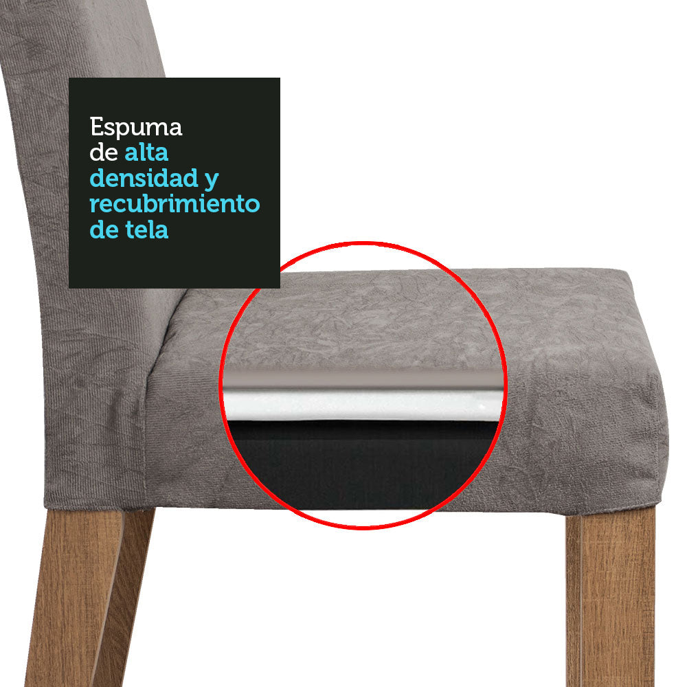 Juego de Comedor Avril con 4 Sillas - Tablero de Madera y Cristal