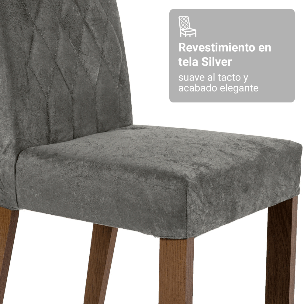 Juego de Comedor Ashley con 4 Sillas Marrón/Negro/Plateado