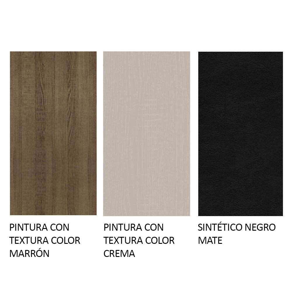 Juego de Comedor Perla con 4 Sillas - Tablero de Madera y Cubierta de Cristal Marrón/Crema/Negro