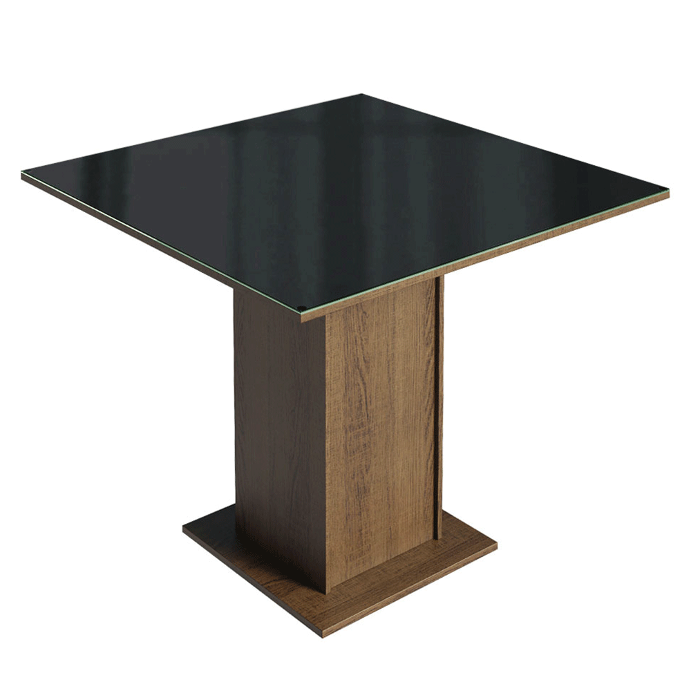 Juego de Comedor Tifani con 4 Sillas - Tablero de Madera y Cubierta de Cristal Marrón/Negro