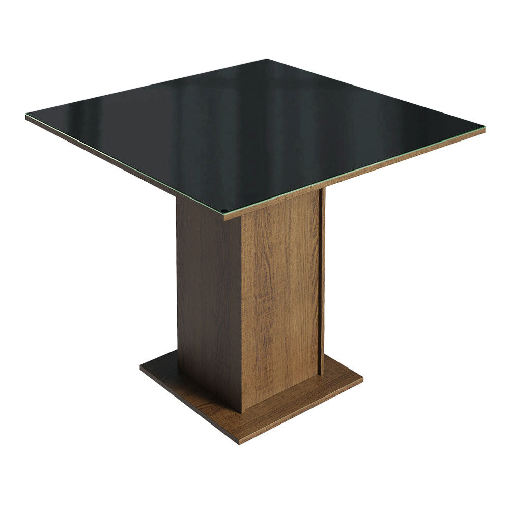 Juego de Comedor Anaju con 4 Sillas Oxford - Tablero de Madera y Cristal Marrón/Negro/Oxford
