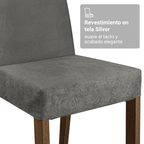 Juego de Comedor Braga con 4 Sillas - Tablero de Madera y Cristal Marrón/Gris/Plateado