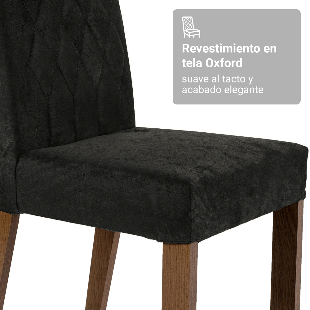 Juego de Comedor Porto con 4 Sillas - Tablero de Madera y Cristal Marrón/Oxford