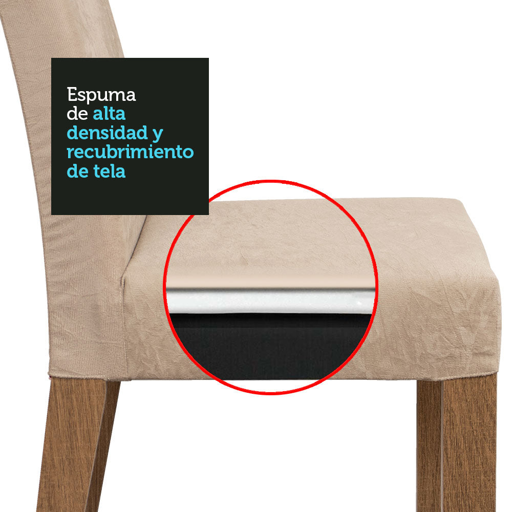 Juego de Comedor Alexis con 6 Sillas - Tablero de Madera y Cristal