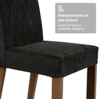 Juego de Comedor Siena con 6 Sillas - Tablero de Madera y Cristal Marrón/Negro/Oxford