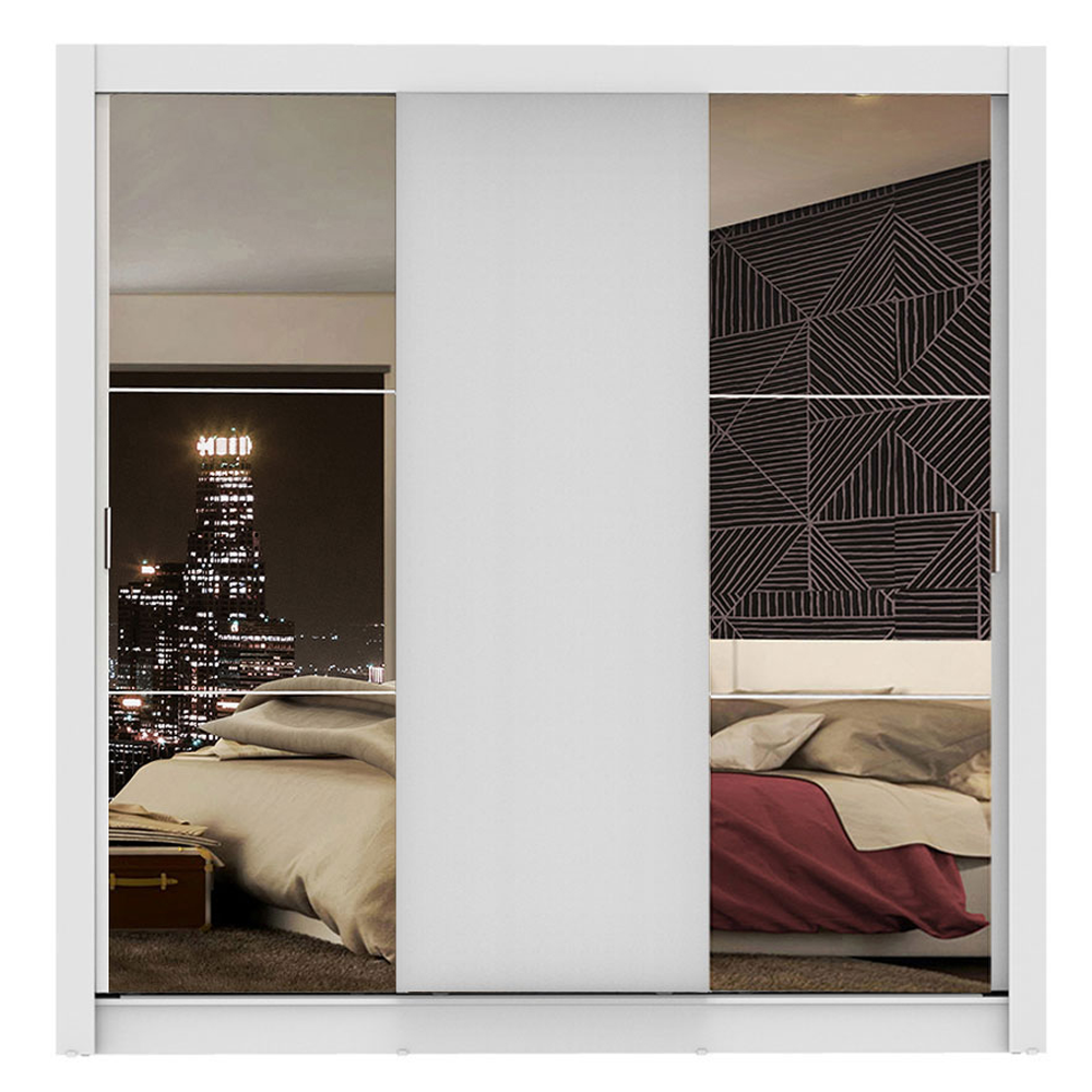 Clóset Monaco 3 Puertas Corredizas 2 Espejos Blanco 170 cm x 205 cm x 51 cm