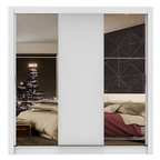 Clóset Monaco 3 Puertas Corredizas 2 Espejos Blanco 170 cm x 205 cm x 51 cm