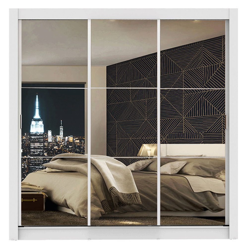Clóset Monaco 3 Puertas Corredizas con Espejos Blanco 170 cm x 205 cm x 51 cm