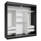 Clóset Reno 3 Puertas Corredizas 4 Cajones Negro/Blanco 180 cm x 205 cm x 54 cm