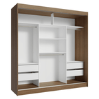 Clóset Reno 3 Puertas Corredizas 4 Cajones Marrón/Negro 180 cm x 205 cm x 54 cm