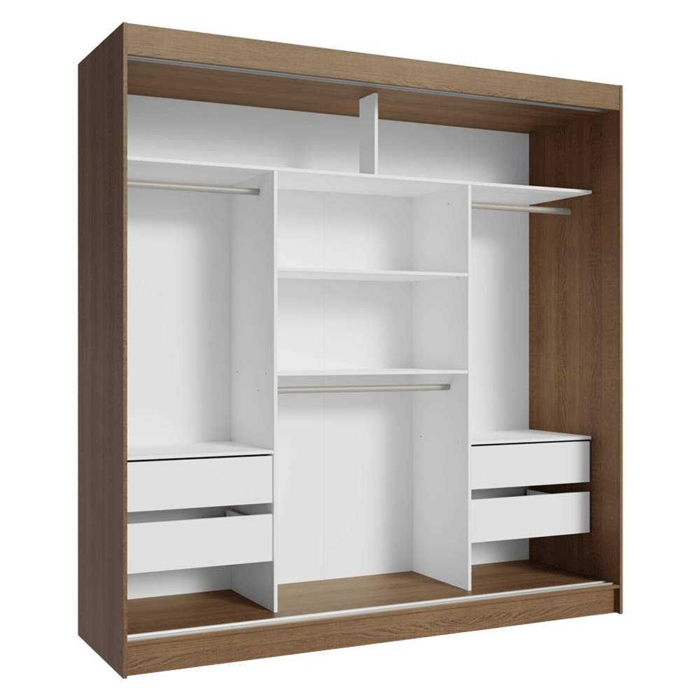 Clóset Reno 3 Puertas Corredizas 1 Espejo Marrón/Negro 180 cm x 205 cm x 54 cm