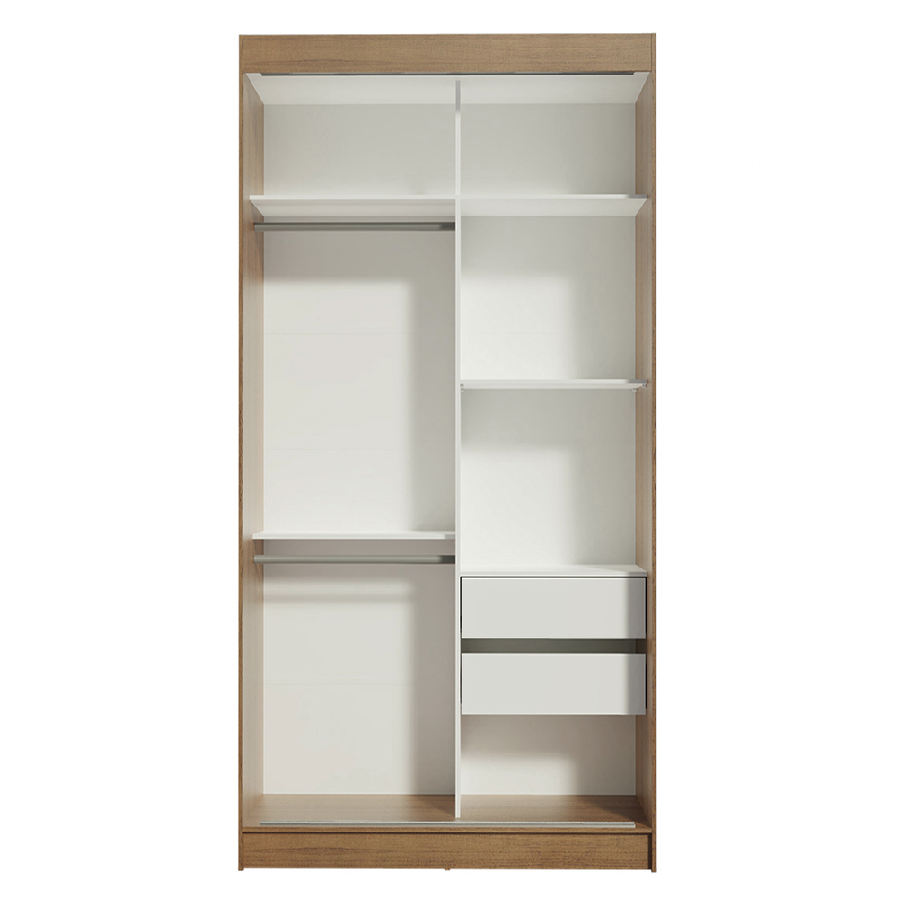 Clóset Tokio 2 Puertas Corredizas con Espejos Marrón/Blanco 218 cm x 109 cm x 54 cm