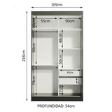 Closet Tokio 2 Puertas Corredizas 1 Espejo