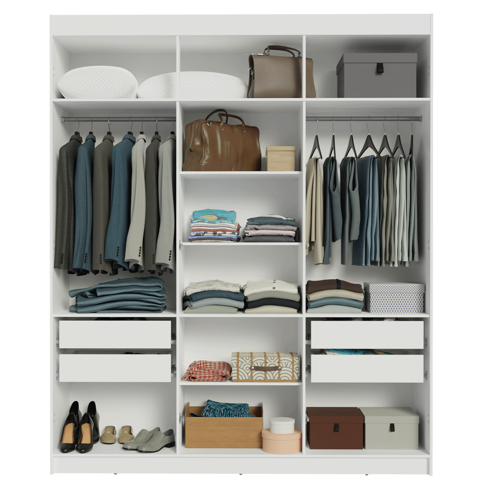 Closet Venus 6 Puertas 4 Cajones 2 Espejos Blanco