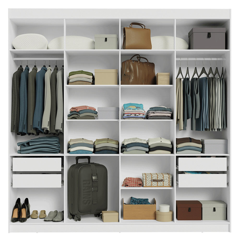 Closet Venus 8 Puertas 4 Cajones 2 Espejos BlancoNegro