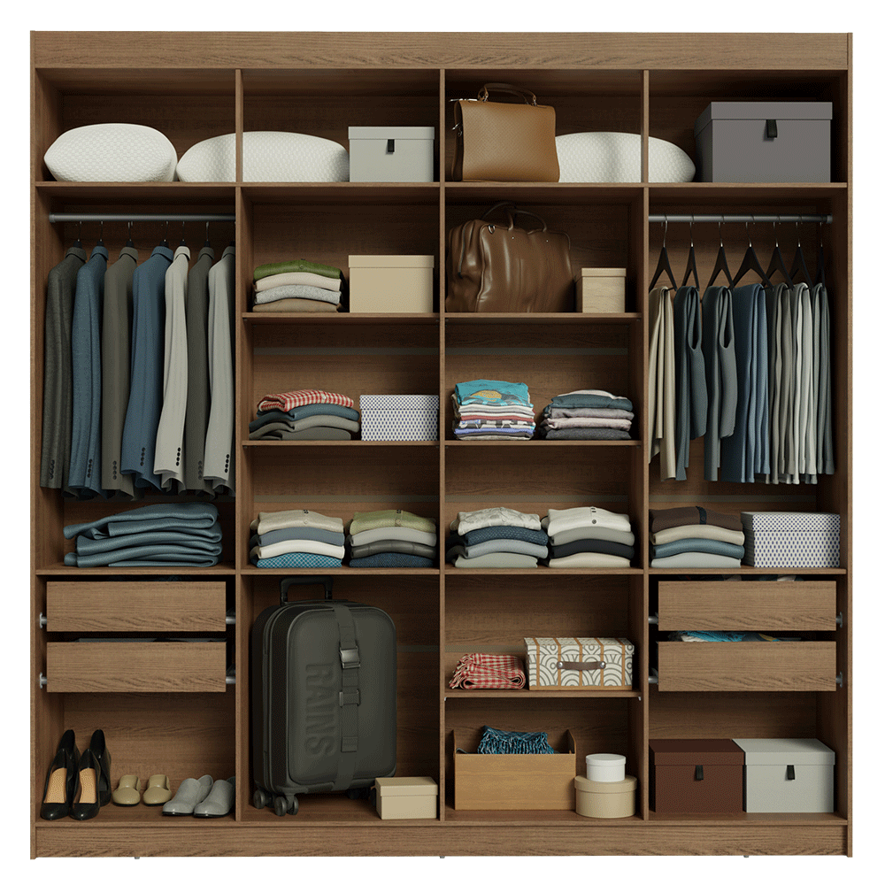 Closet Venus 8 Puertas 4 Cajones 2 Espejos MarrónCrema