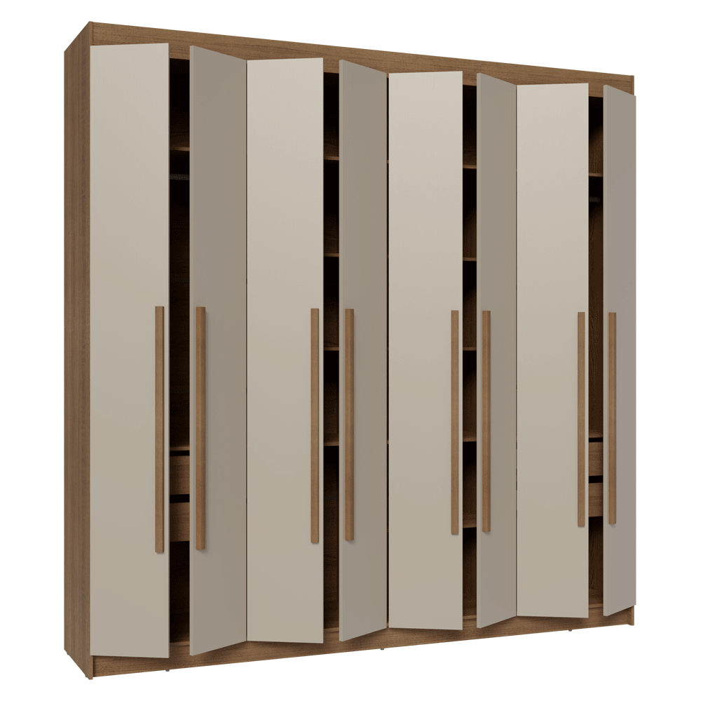 Closet Venus 8 Puertas 4 Cajones 2 Barrales MarrónCrema