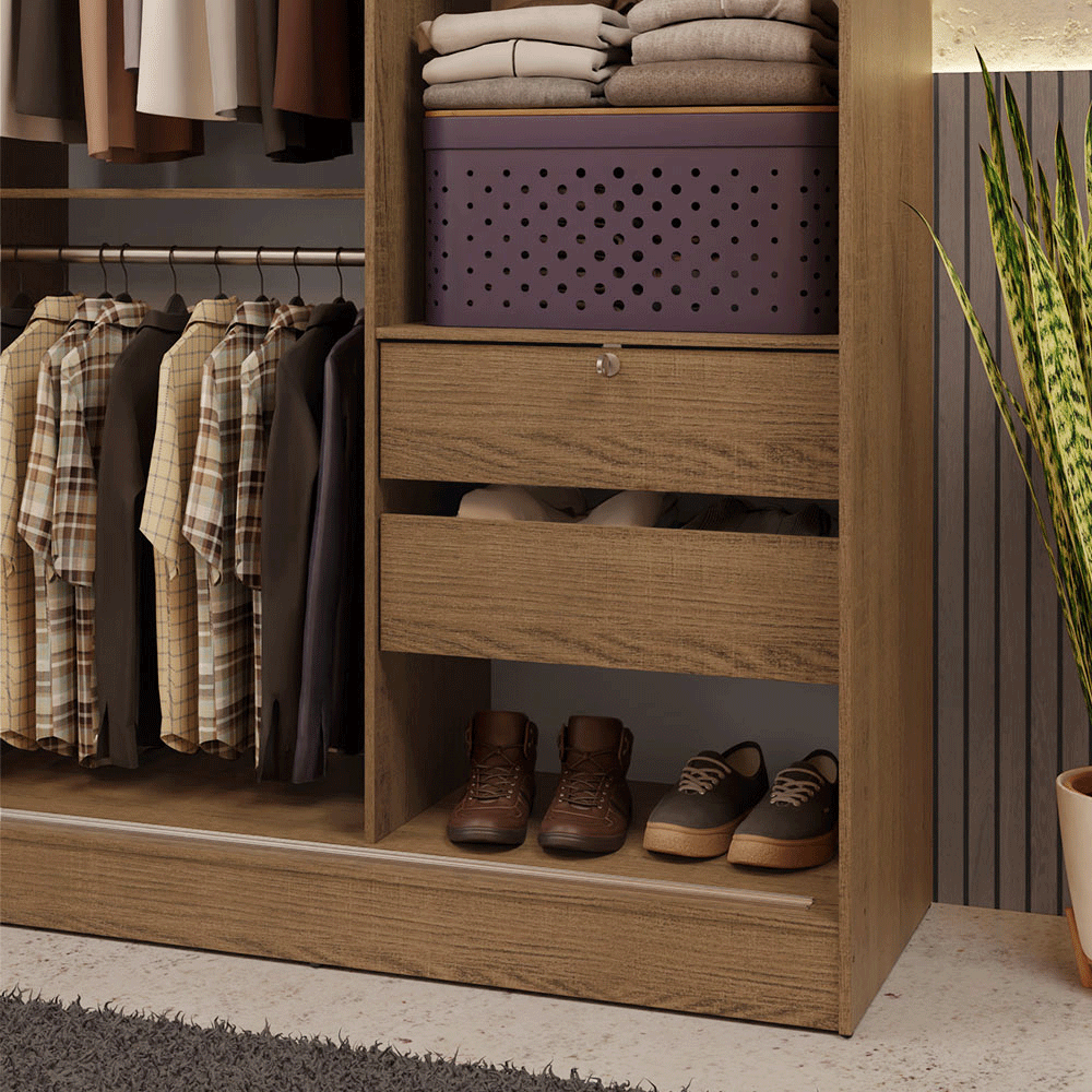 Closet Max 2 Puertas Corredizas 1 Espejo Marrón 183 cm x 119 cm x 54 cm