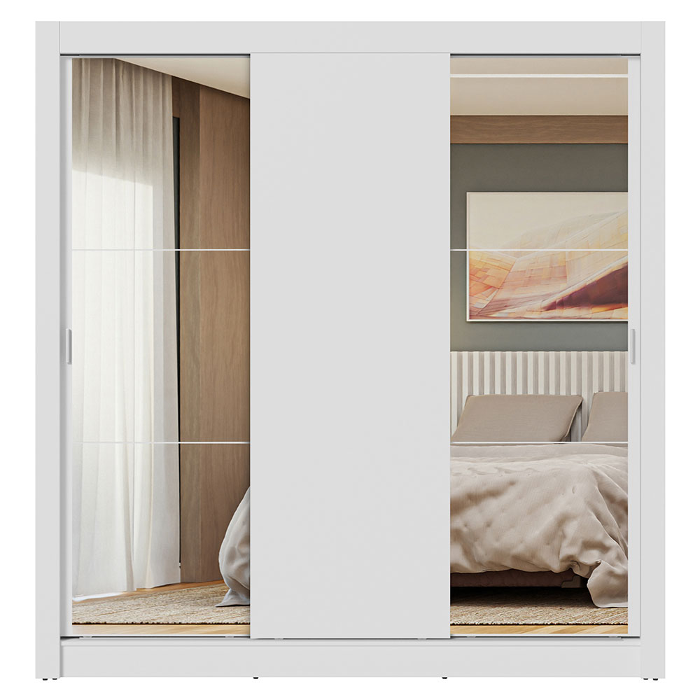 Clóset Nobre 3 Puertas Corredizas 2 Espejos Blanco 205 cm x 170 cm x 51 cm