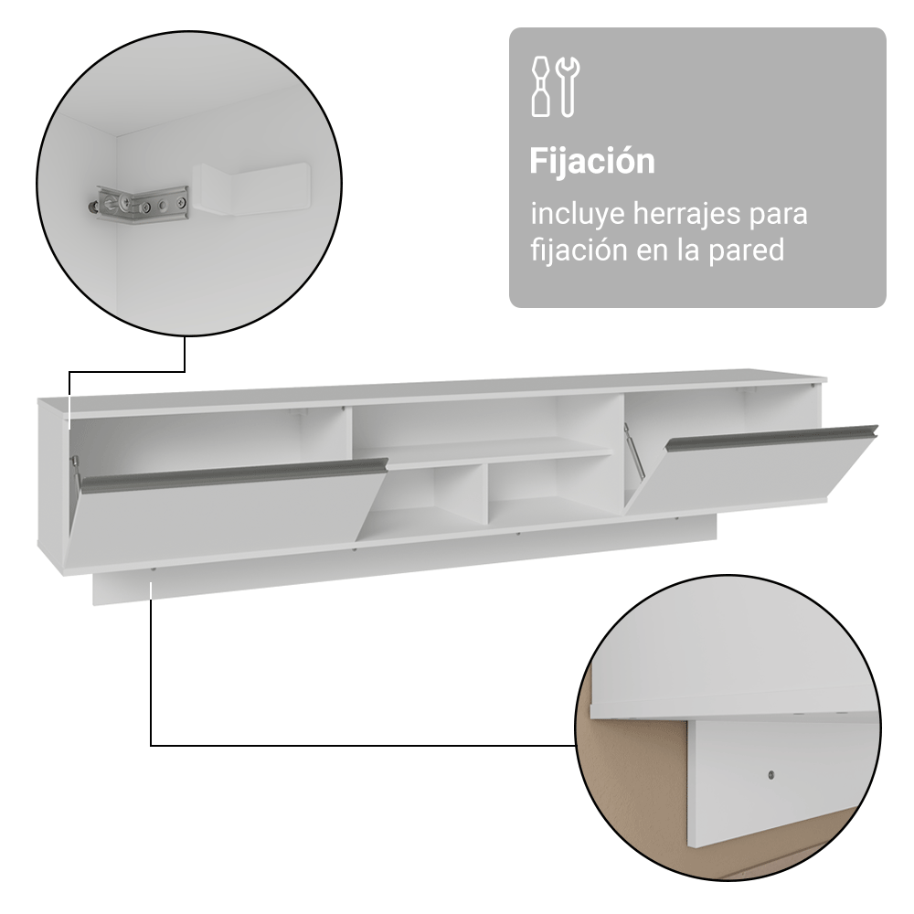 Centro Entretenimiento para TV Suspenso Glamy Hasta 80 Plgds