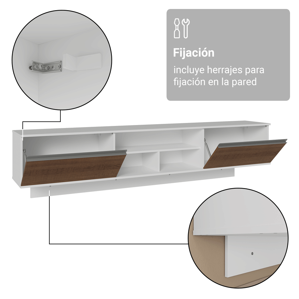 Centro Entretenimiento para TV Suspenso Glamy Hasta 80 Plgds