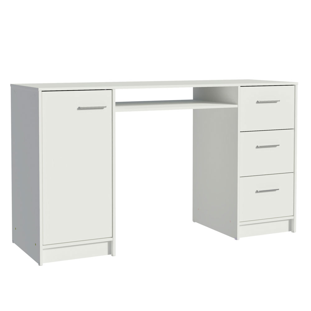 Escritorio de Oficina Alaska 137 cm 1 Puerta 3 Cajones Blanco Madesa