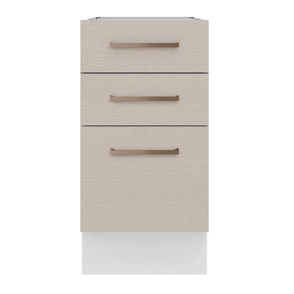 Mueble de Cocina Bajo Agata 3 Cajones 40 cm x 60 cm sin Encimera Blanco/Crema