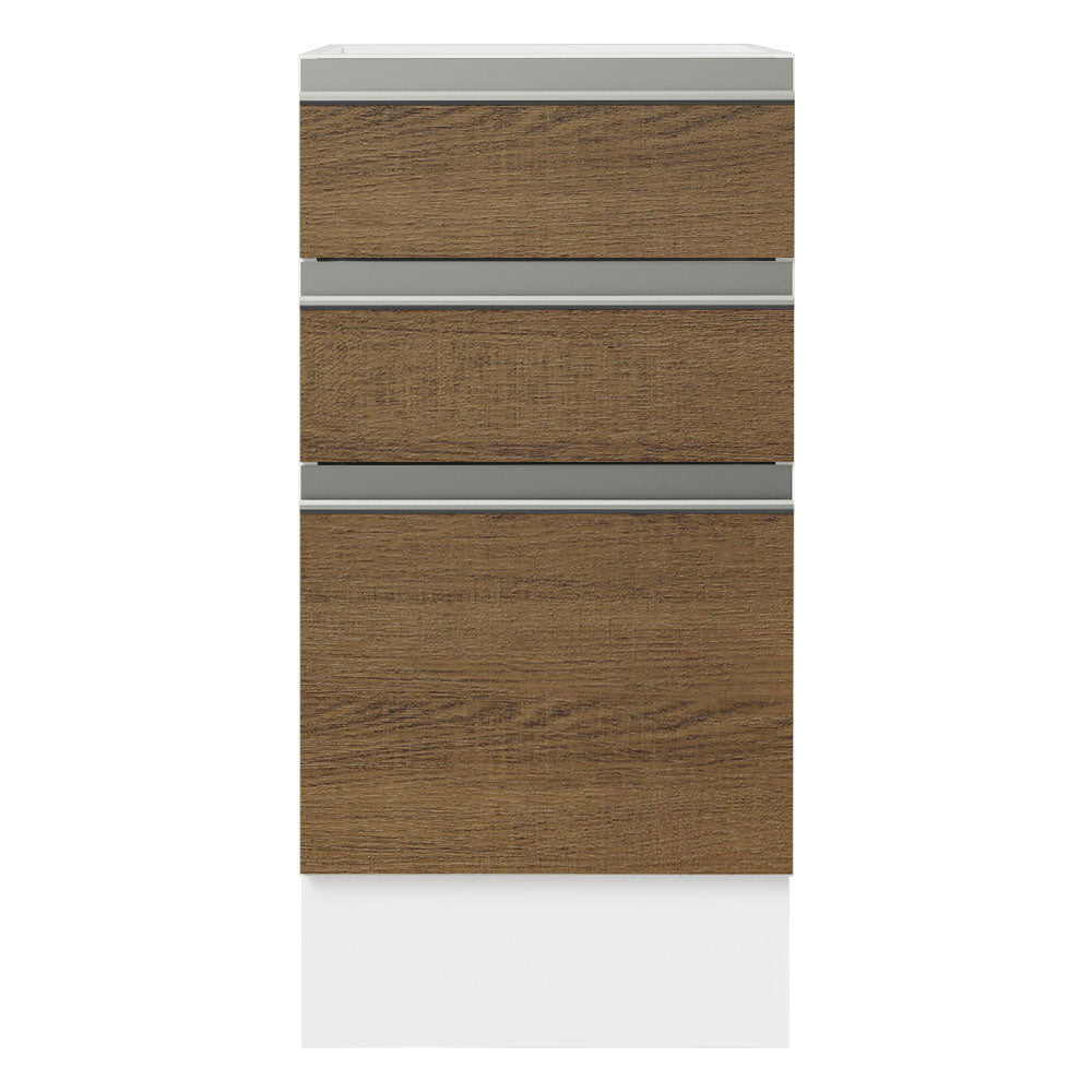 Mueble de Cocina Bajo Glamy 3 Cajones 40 cm x 60 cm sin Encimera Blanco/Marrón