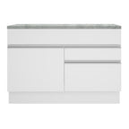 Mueble de Cocina Bajo Glamy 1.20 m 1 Puerta 2 Cajones con Encimera Blanco