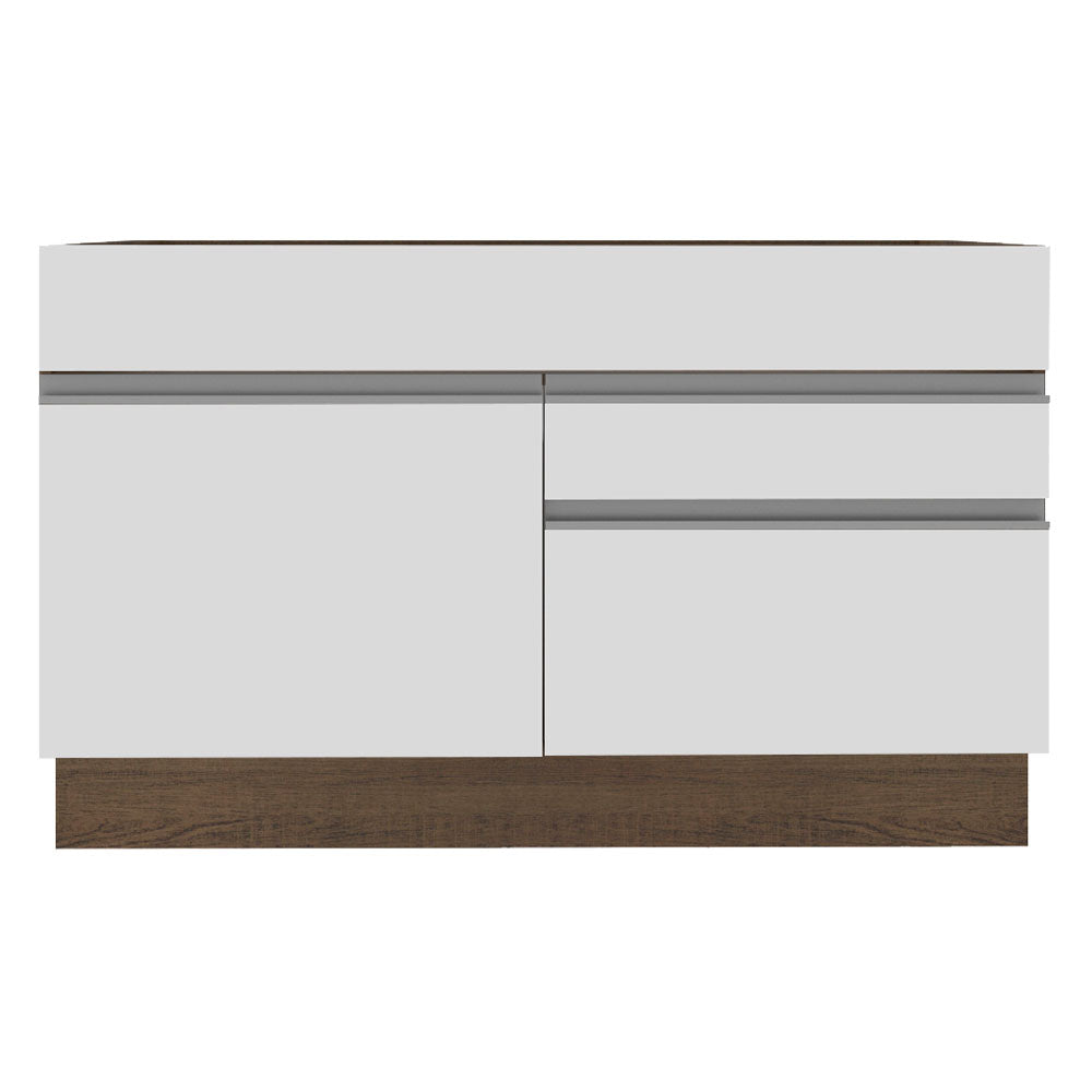 Mueble de Cocina Bajo Glamy 1.20 m 1 Puerta 2 Cajones Marrón/Blanco
