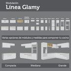 Mueble de Cocina Bajo Glamy 1.20 m 2 Puertas 3 Cajones Blanco