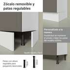 Mueble de Cocina Bajo Vik 1.20 m 2 Puertas 3 Cajones con Encimera Blanco/Gris