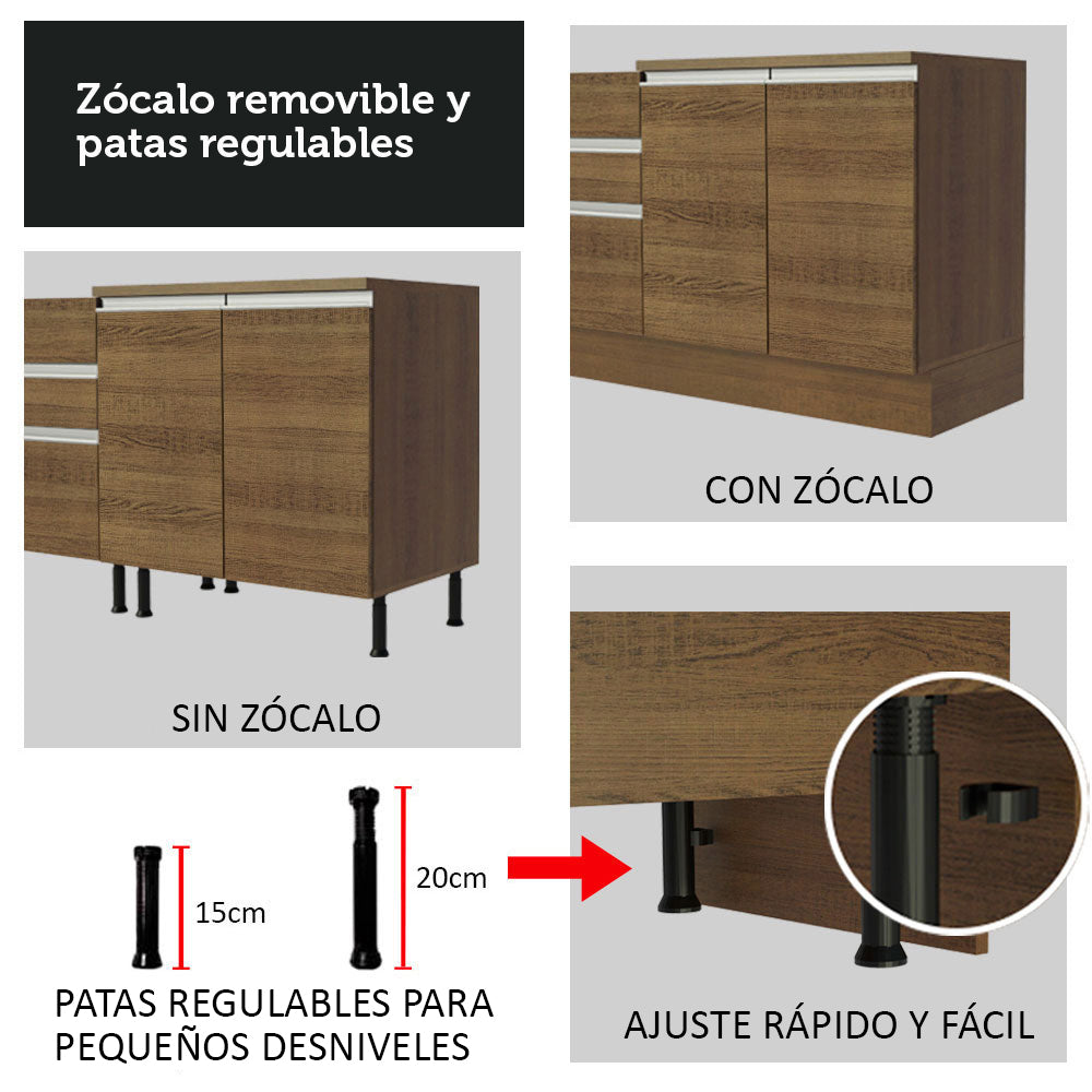 Cocina Integral de Esquina Glamy 3.30 m Marrón 02