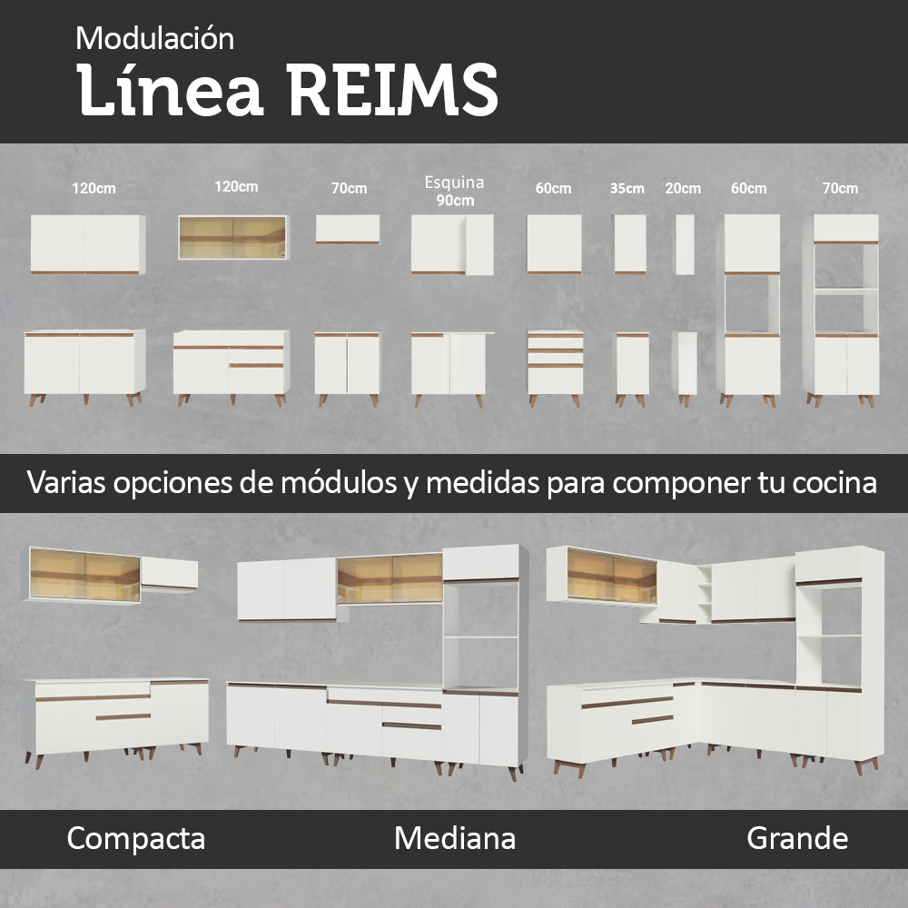 Cocina Integral de Esquina Reims 4.60 m con Encimera Blanco 01