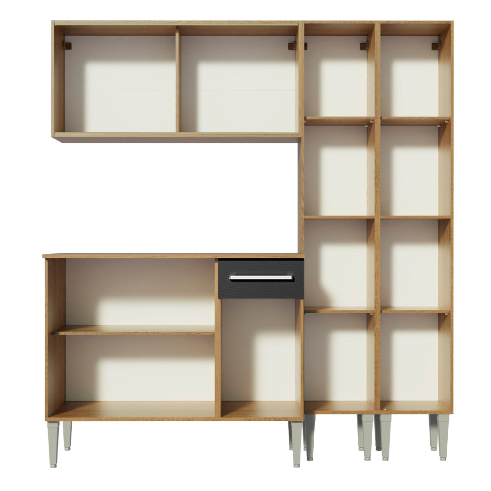 Cocina Integral Emilly 169 cm Voice 06 Marrón/Negro Madesa