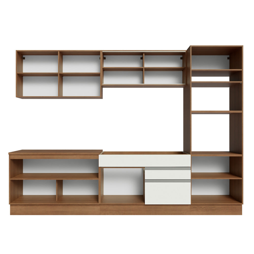 Cocina Integral Glamy 3.10 Metros Marrón/Blanco 01